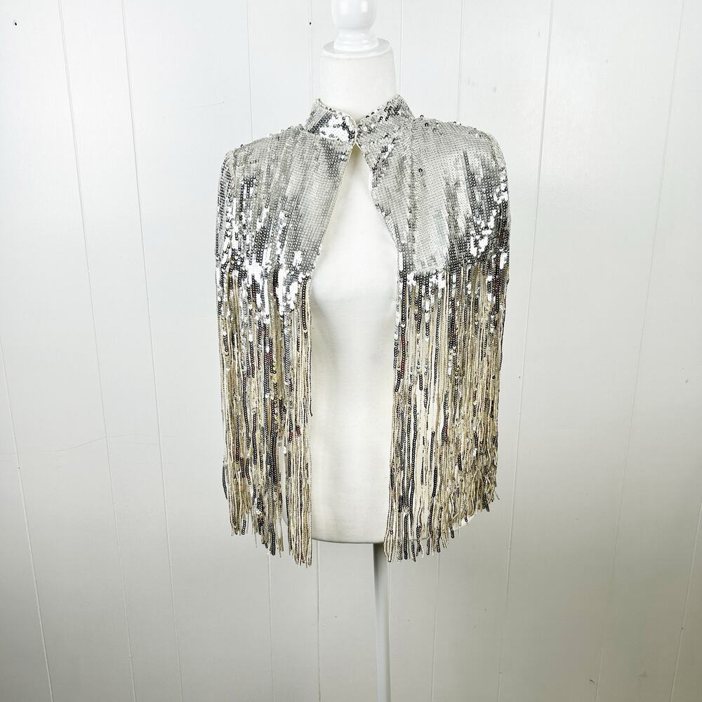 NWT Mint Velvet Champagne Sequin Mini Cape S